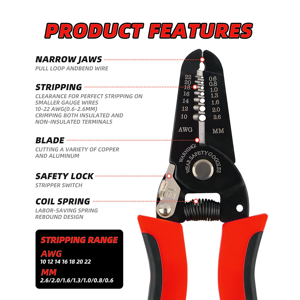 Automatic Wire Stripper Cutter - قاطع أسلاك، أداة تعرية وتجعيد الأسلاك،