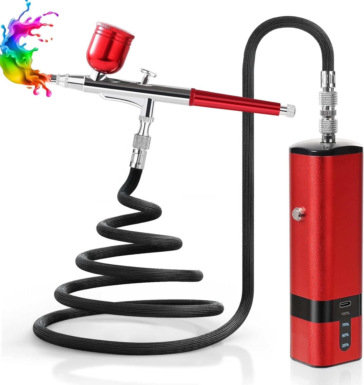 Airbrush Kit With Mini Compressor - طقم فرشاة هوائية مع ضاغط، فرشاة