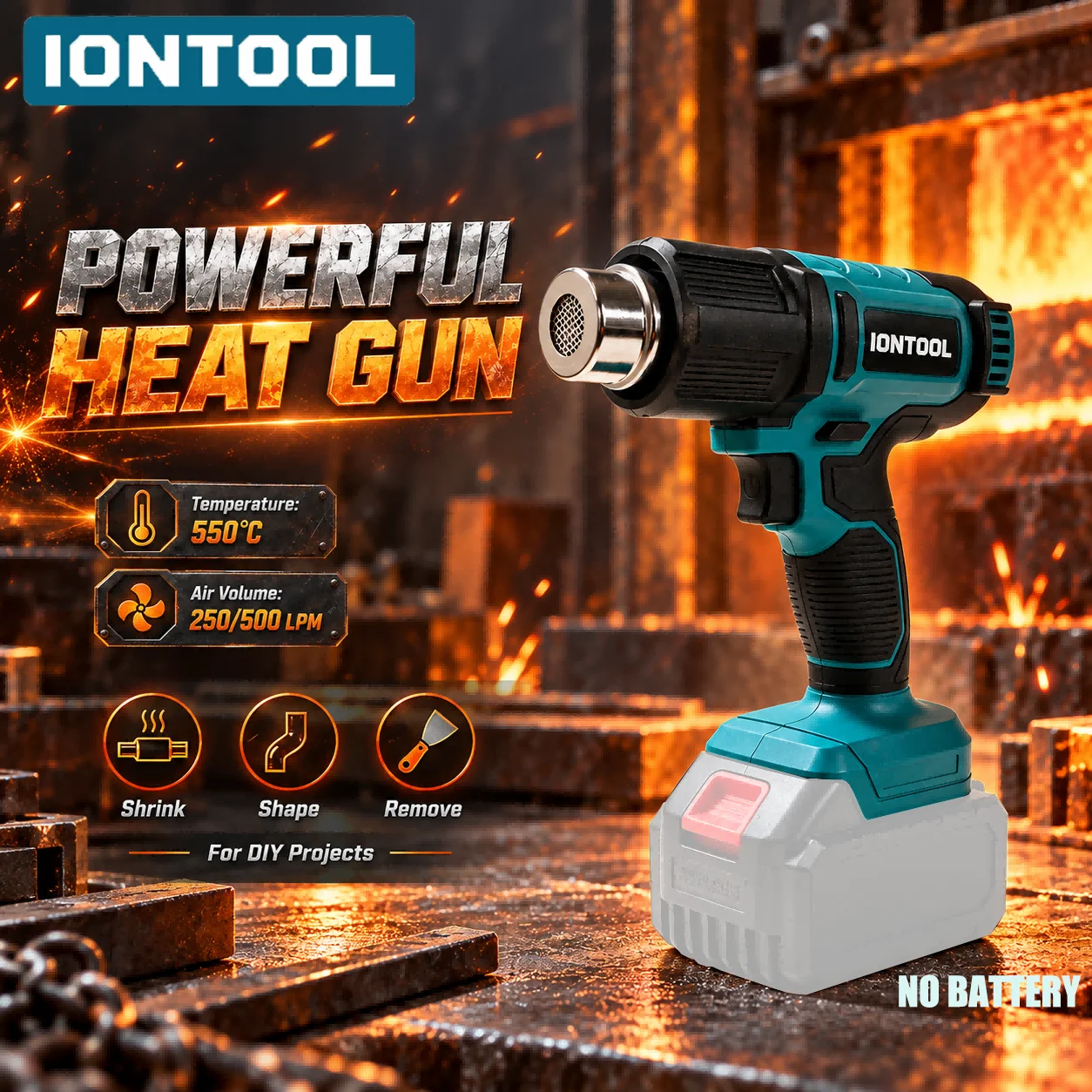 Cordless Heat Gun For Shrink Tubing - مسدس حراري لاسلكي من IONTOOL 550