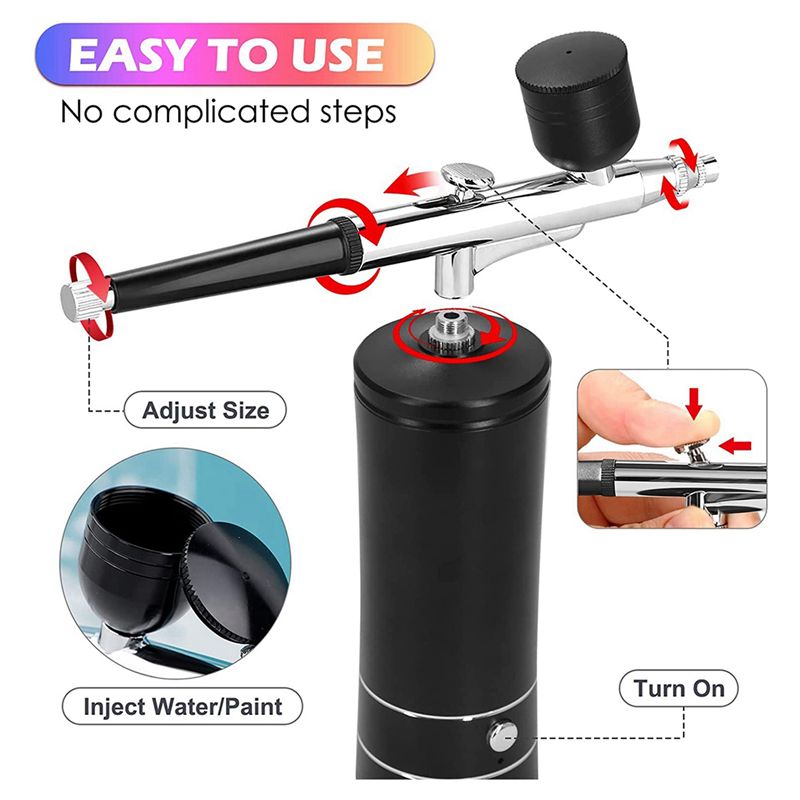 2X طقم ضاغط هواء صغير لرش الطل - مراجعة Airbrush Kit With Mini Compressor وسعره