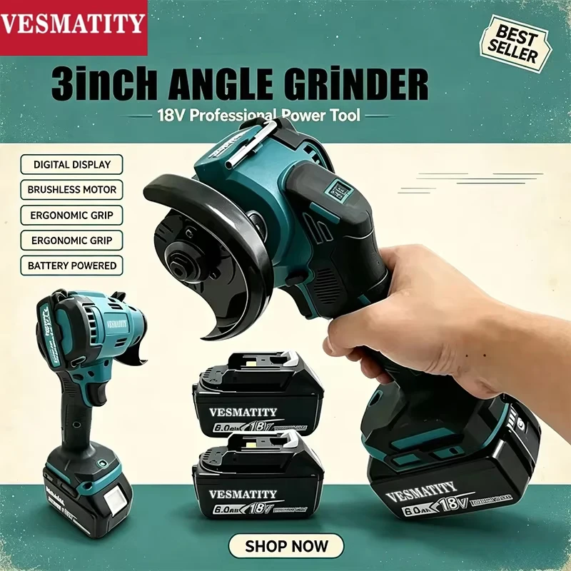 ماكينة جلخ وصقل صغيرة بدون فرش - مراجعة Brushless Angle Grinder Battery Powered وسعره