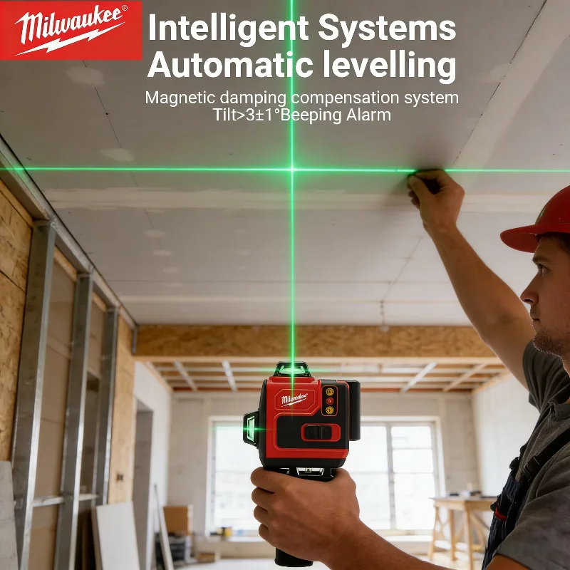 جهاز ليزر ميلووكي 4D أصلي بـ 1 - مراجعة Laser Level 16 Lines 4D Green وسعره