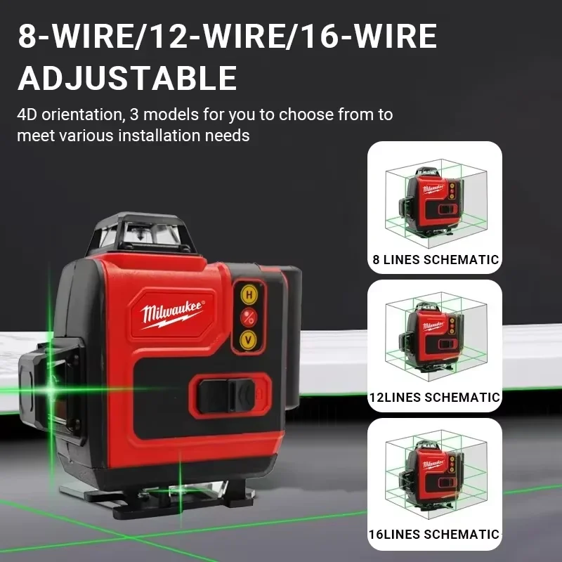 جهاز ليزر ميلووكي 4D أصلي بـ 1 - مراجعة Laser Level 16 Lines 4D Green وسعره