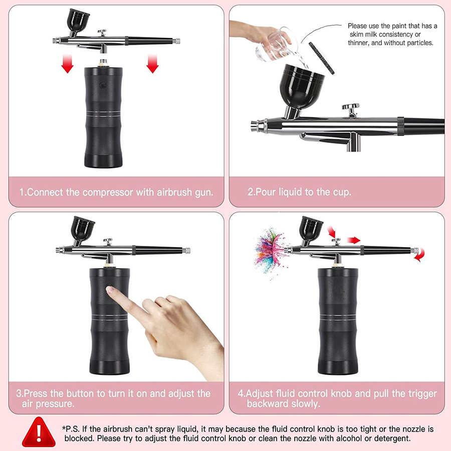 مجموعة أدوات الرسم بالهواء الم - مراجعة Airbrush Kit With Mini Compressor وسعره